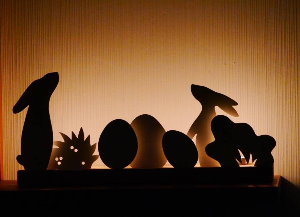 Lichtleiste Ostern, Osterdeko, Kerzenhalter, Osterlicht, Lichtleiste "Ostergespräche"