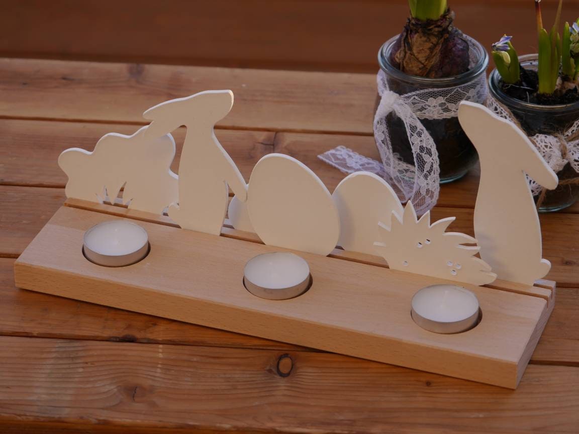 Lichtleiste Ostern, Osterdeko, Kerzenhalter, Osterlicht, Lichtleiste "Ostergespräche"