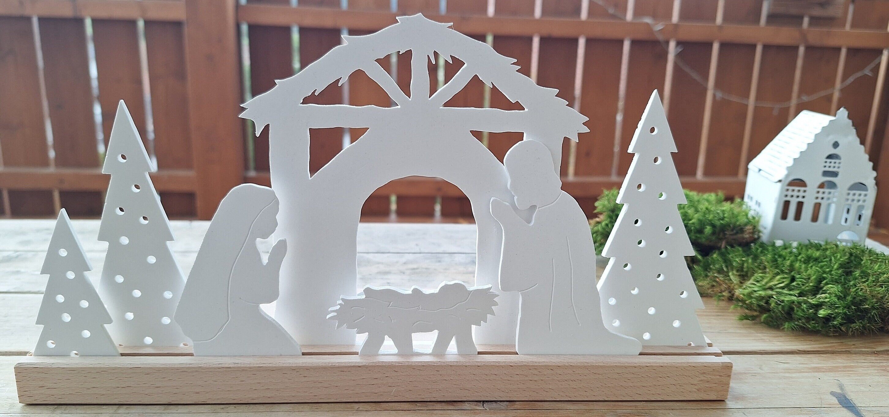 Krippe, heilige Familie, Weihnachtskrippe, Weihnachtsdekoration, Weihnachtsgeschenk, Lichterdorf, Lichthaus, Lichthäuser,Geschenk