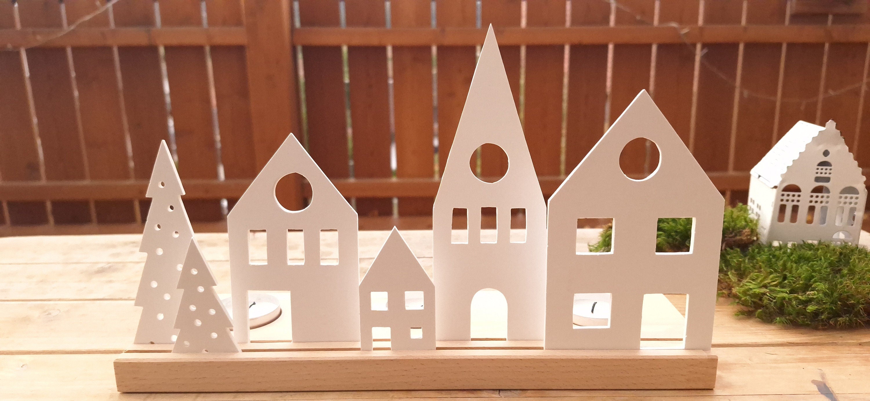 Lichterdorf, Lichthaus, Lichthäuser, Dekoleiste, Lichtobjekt, Kerzen Dekoration, Fensterdekoration, Geschenk