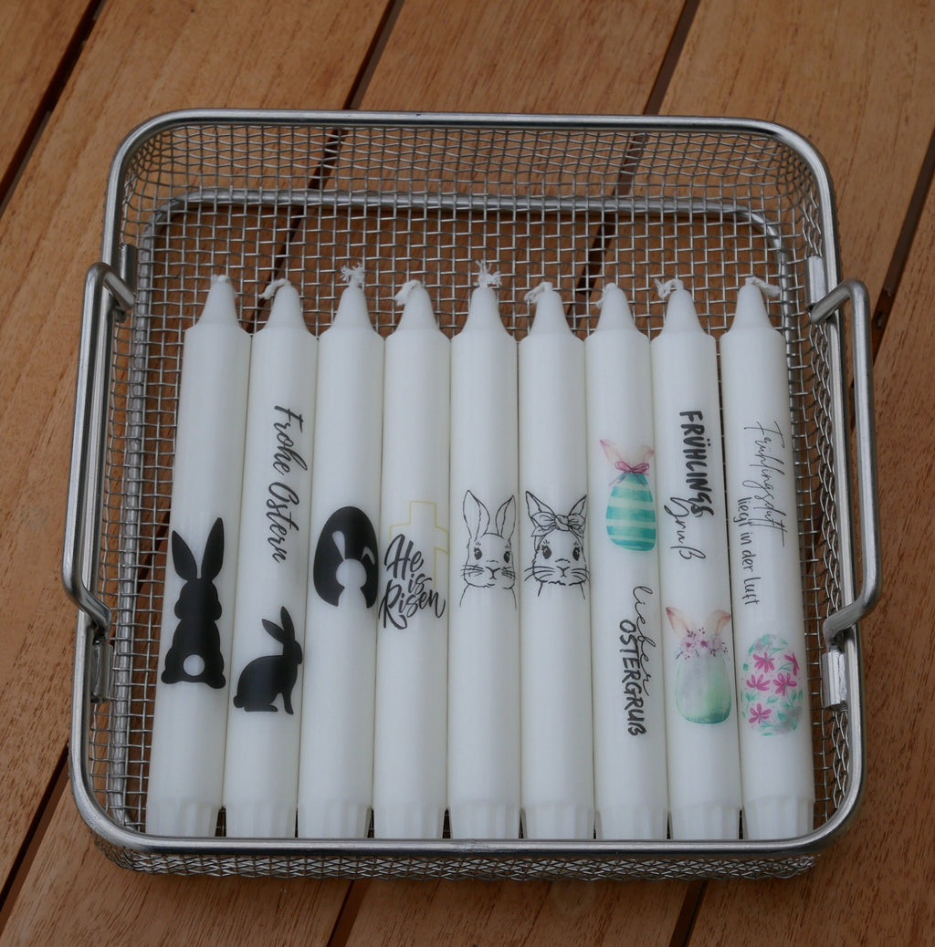Kerze bedruckt mit Frühlings-/ Ostermotiven Mitbringsel, Geschenk