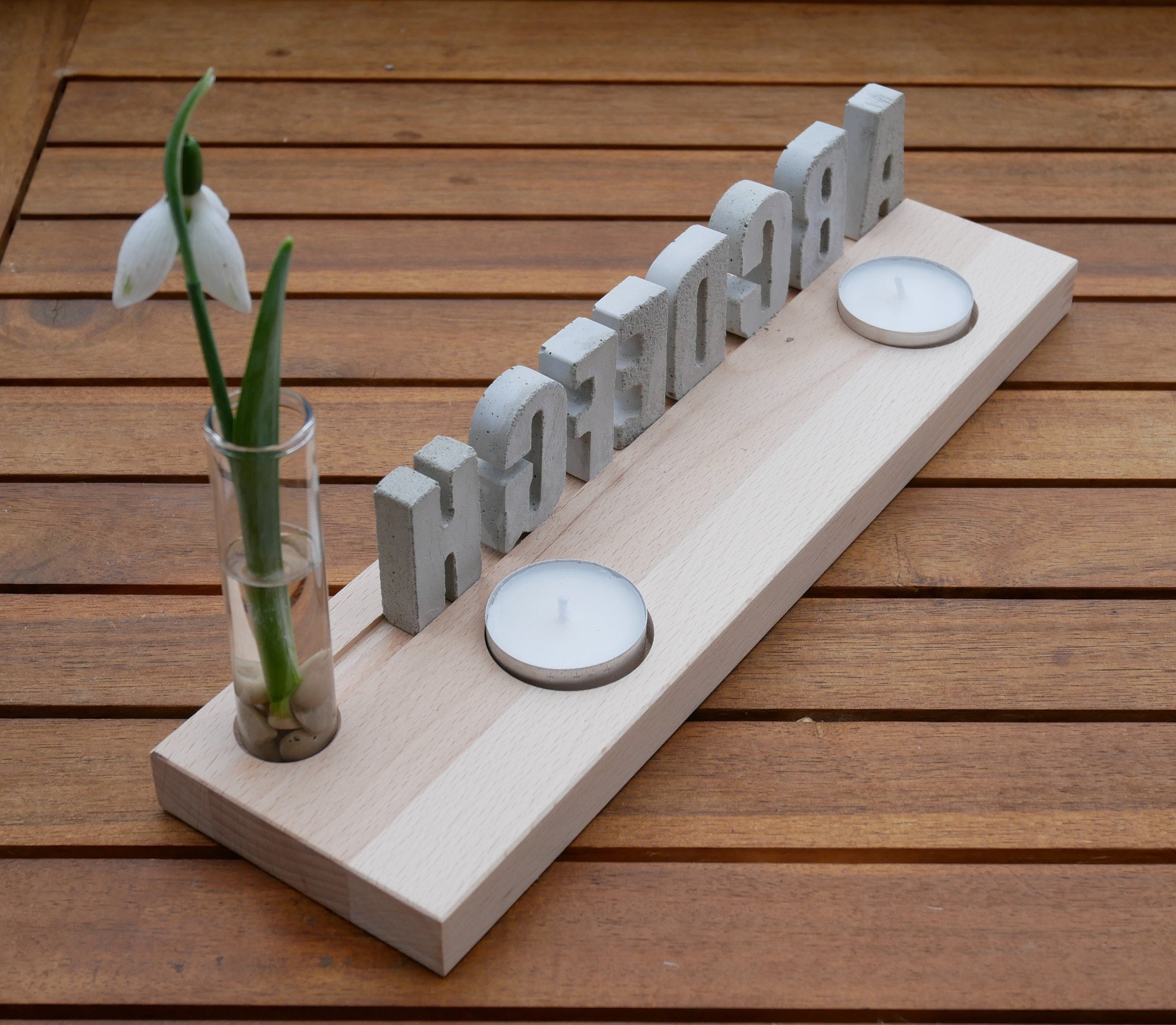 Buchstabenleiste, Betonbuchstaben, Dekoration, Kerzendeko, Teelichter, Fensterdekoration, Geschenk
