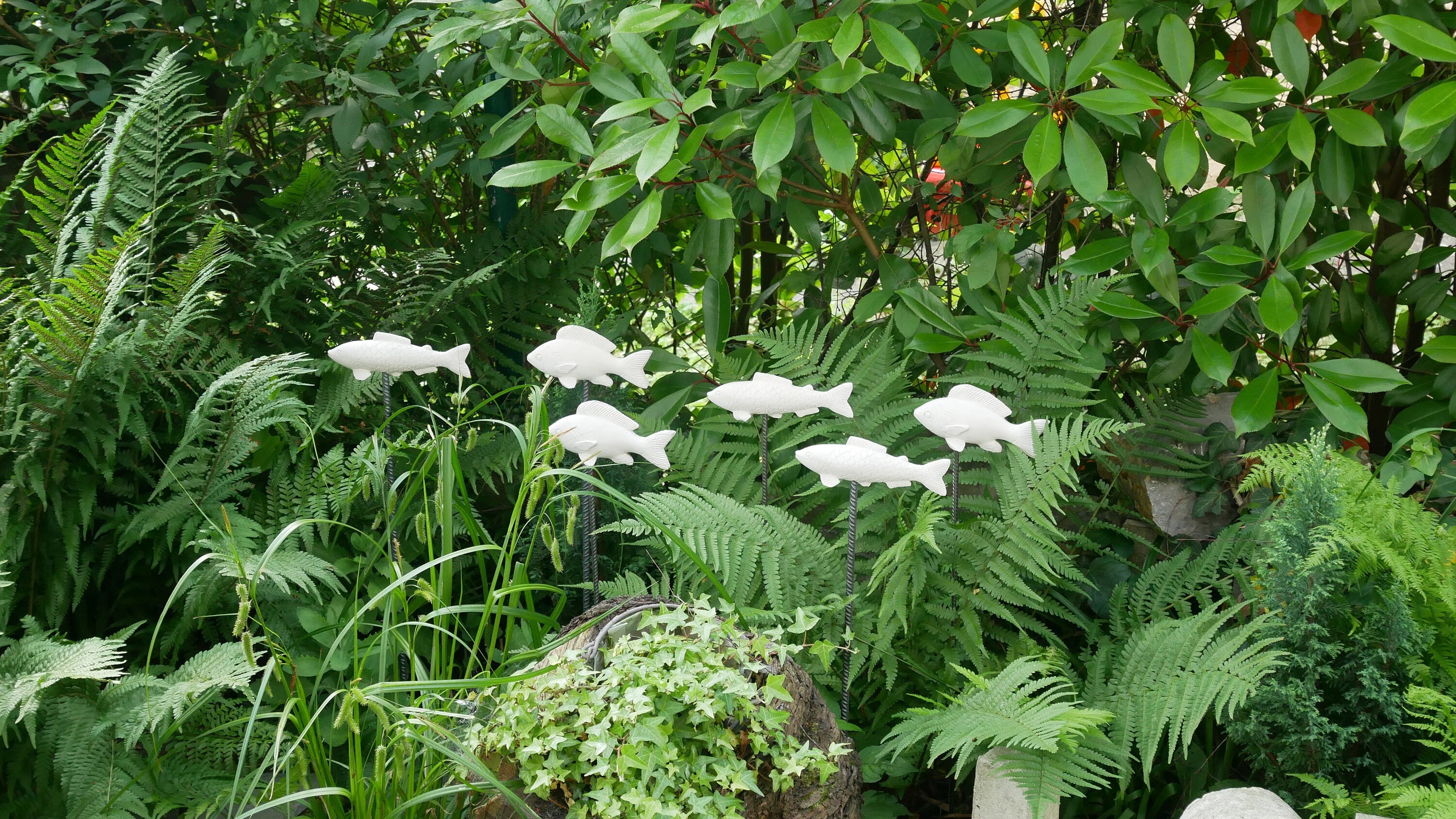 Deko Fisch, Beton Fisch, Gartendeko, Deko für den Garten, Dekoration, Fischschwarm, 100019
