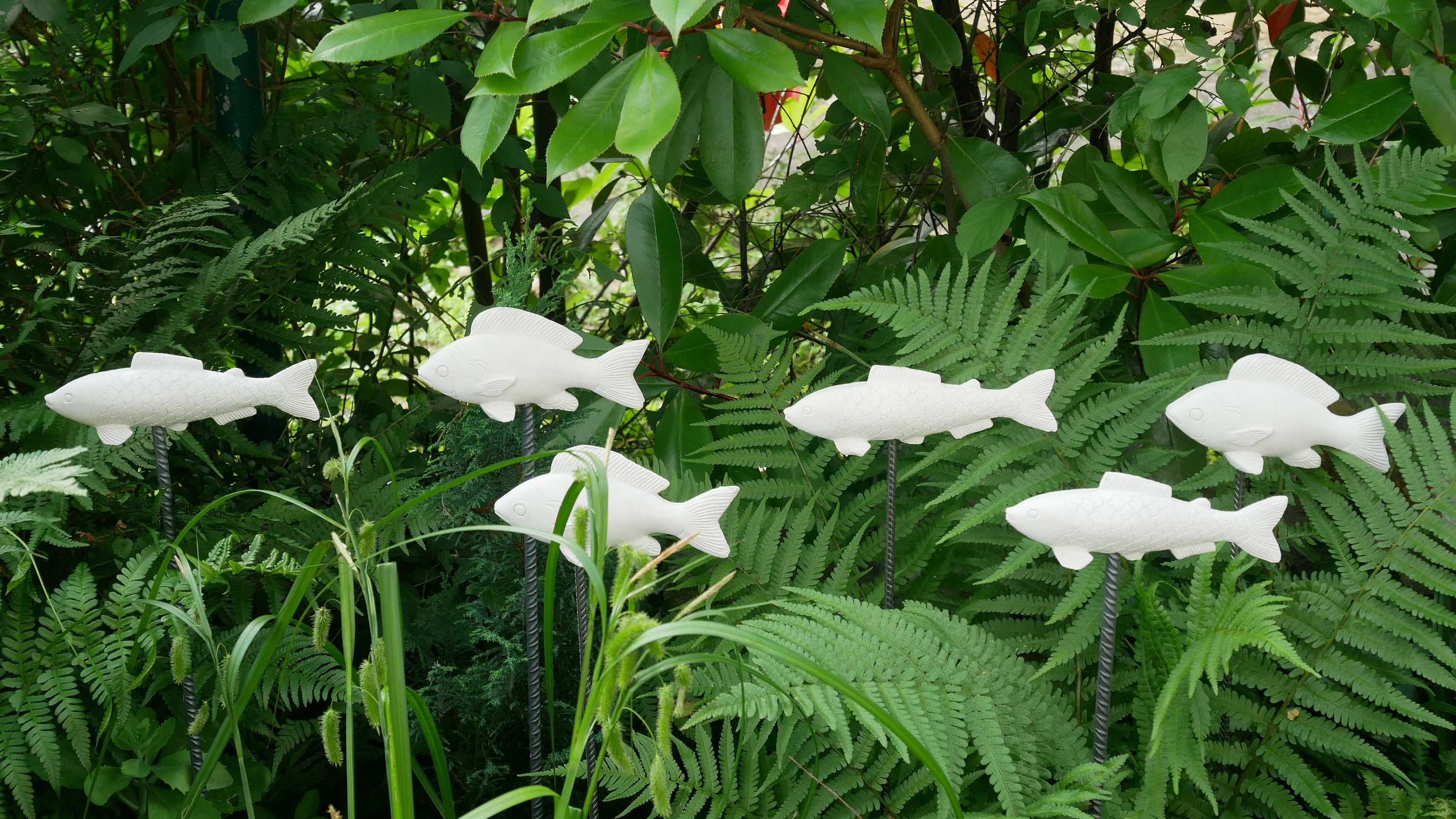 Deko Fisch, Beton Fisch, Gartendeko, Deko für den Garten, Dekoration, Fischschwarm, 100019