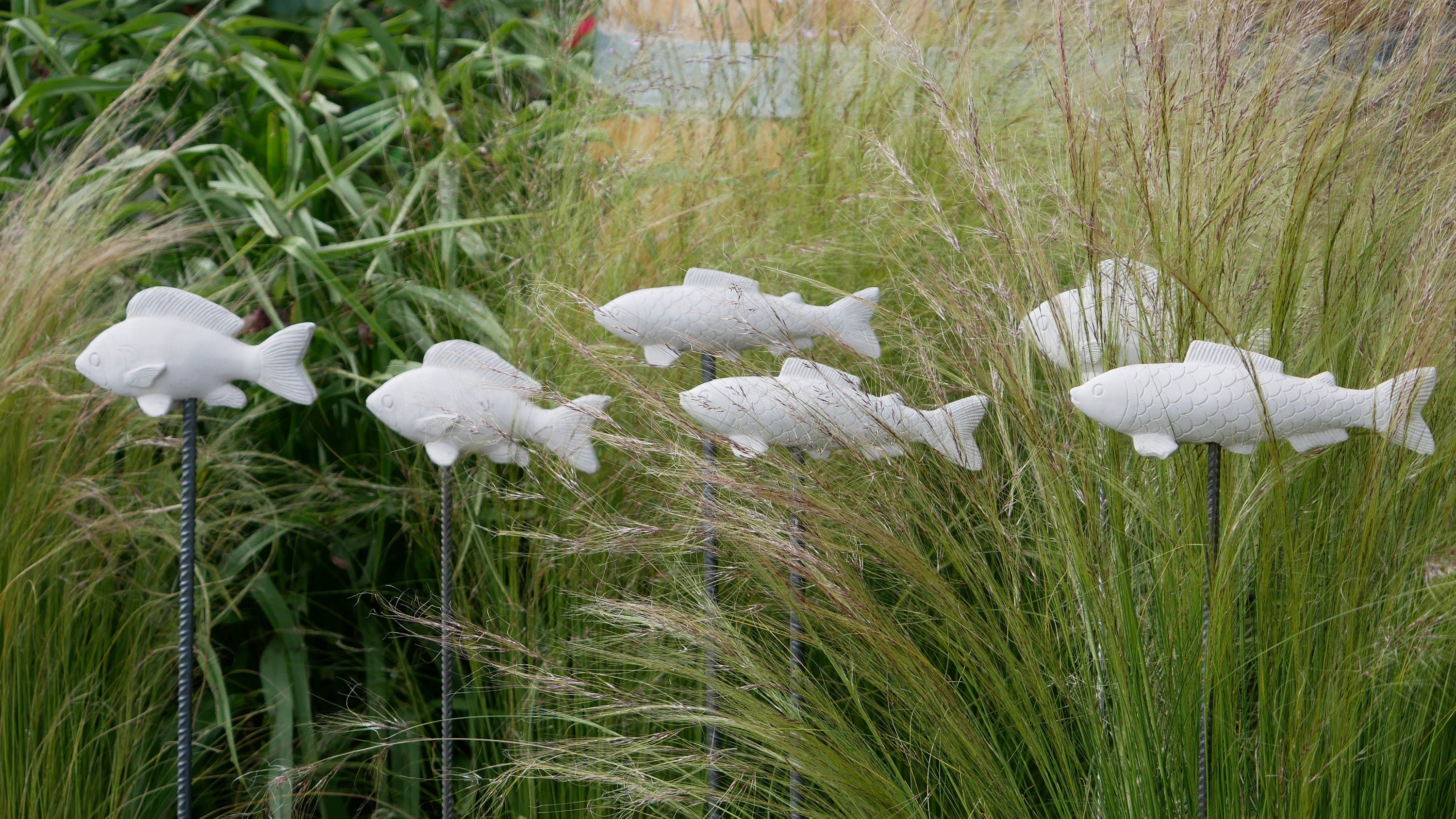 Deko Fisch, Beton Fisch, Gartendeko, Deko für den Garten, Dekoration, Fischschwarm, 100019