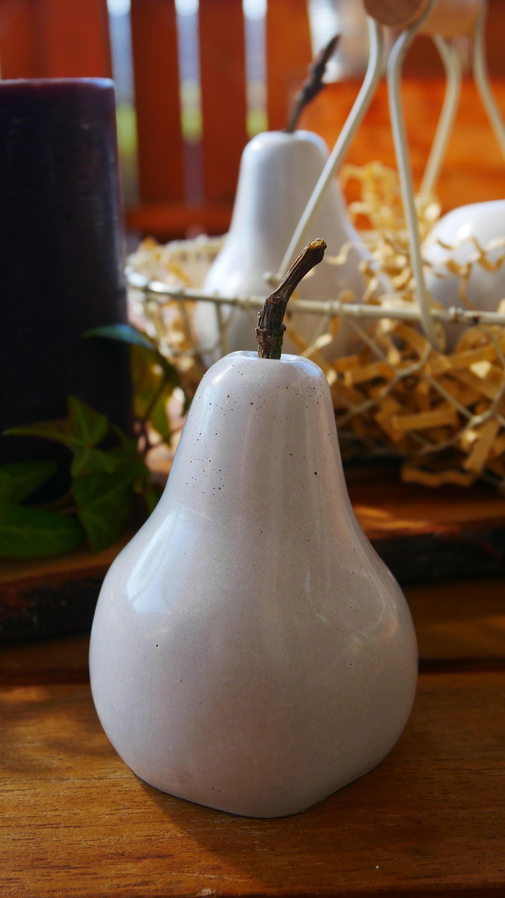 Deko Obst, Beton Obst, Gartendeko, Apfel, Birne für den Garten, Dekoration, Herbst, Herbstdeko, Obst aus Beton