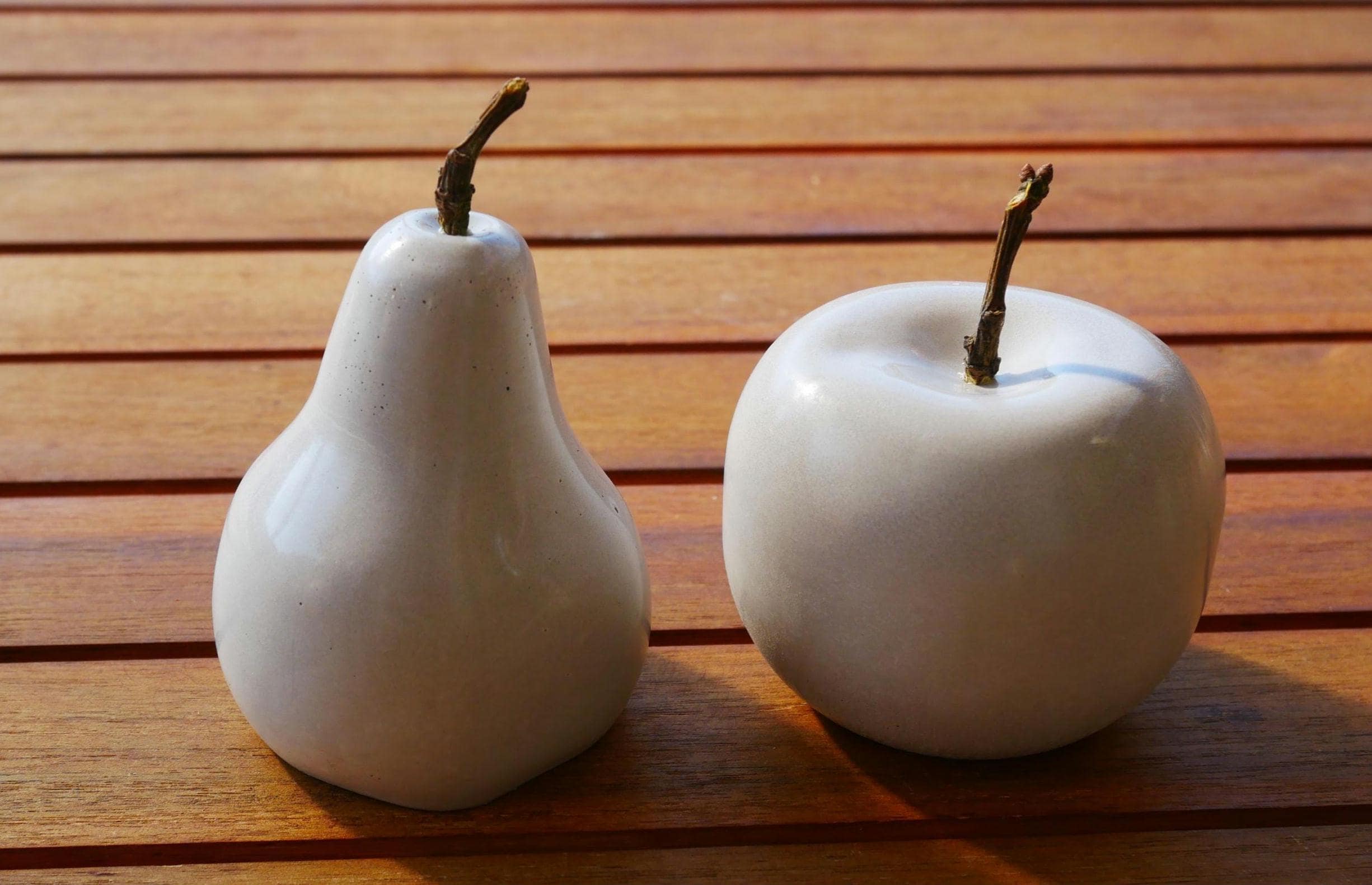 Deko Obst, Beton Obst, Gartendeko, Apfel, Birne für den Garten, Dekoration, Herbst, Herbstdeko, Obst aus Beton