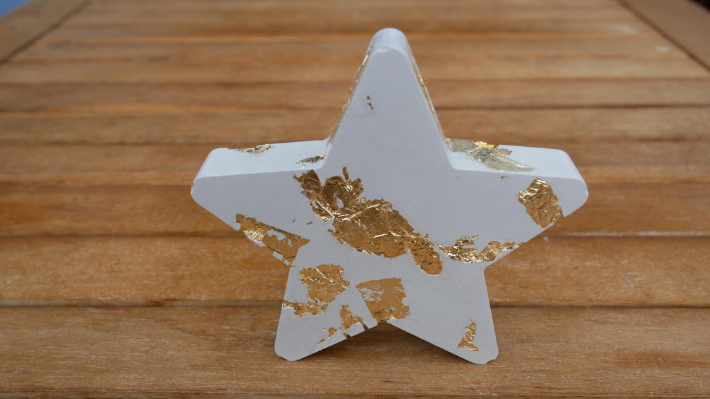 Deko Stern, Beton Stern, Weihnachtsdekoration, Weihnachten Stern, Tischdeko Weihnachten, Betonstern mit Blattgold