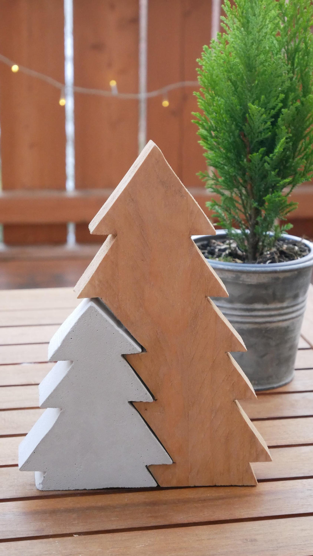 Tannenbaum, Weihnachtsbaum, Betondeko, Weihnachtsdekoration, Tannenbaum aus Holz