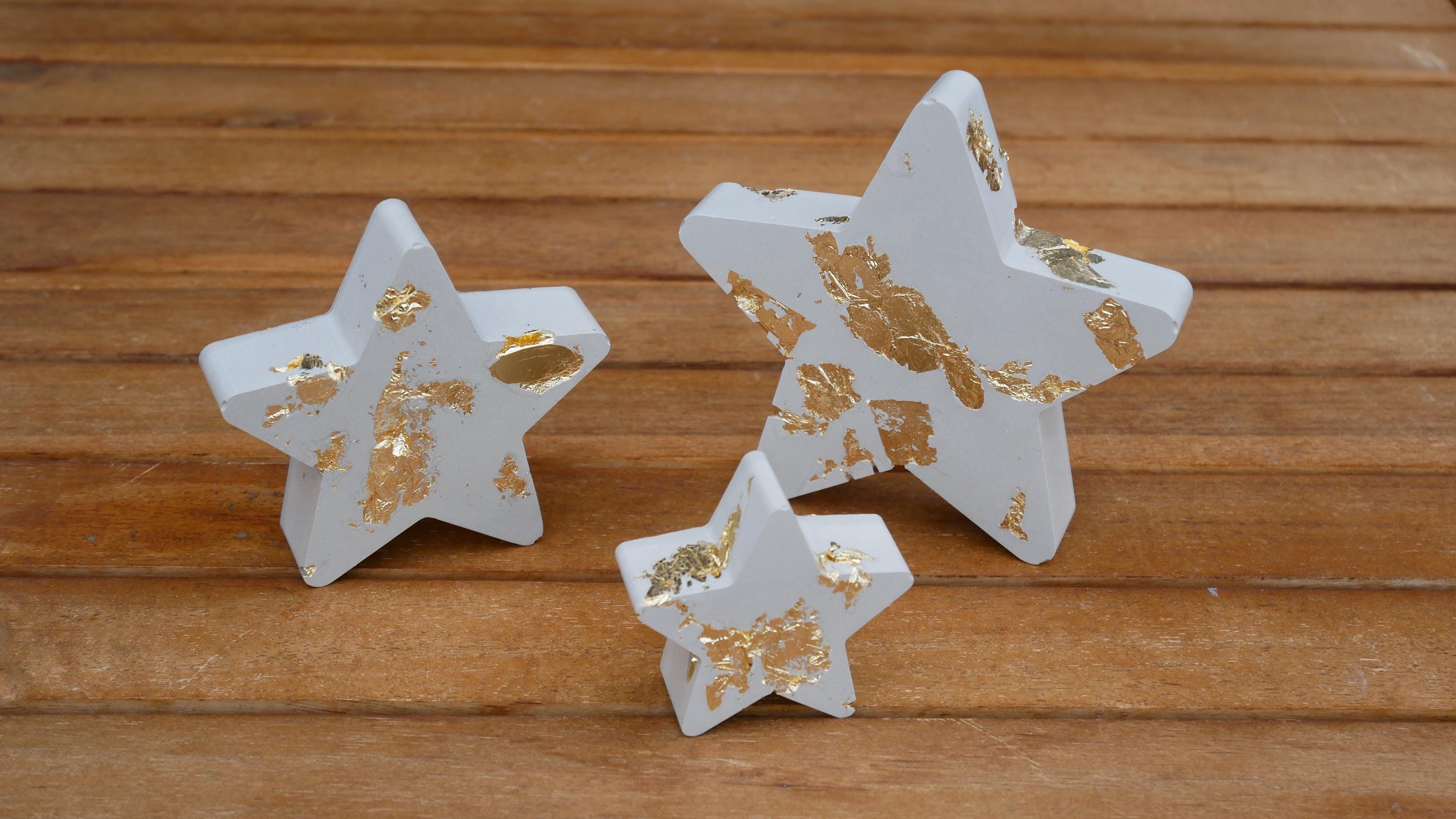 Deko Stern, Beton Stern, Weihnachtsdekoration, Weihnachten Stern, Tischdeko Weihnachten, Betonstern mit Blattgold