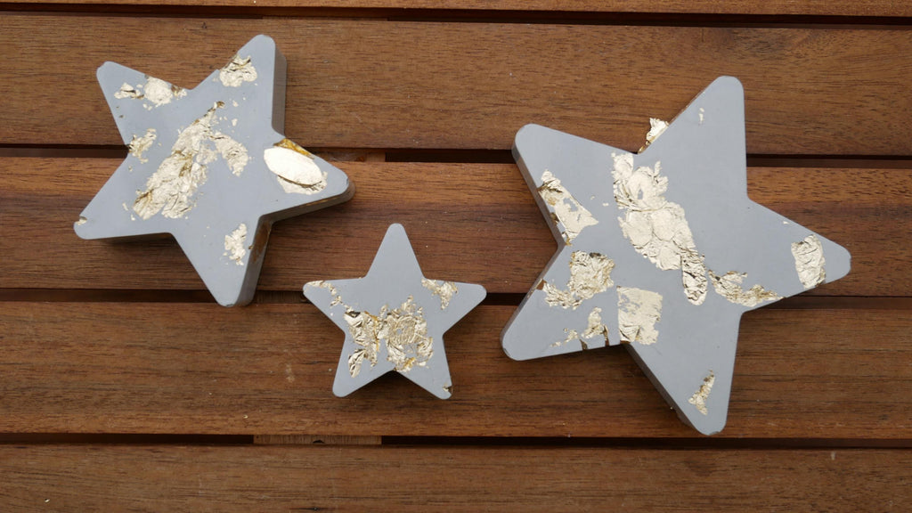 Deko Stern, Beton Stern, Weihnachtsdekoration, Weihnachten Stern, Tischdeko Weihnachten, Betonstern mit Blattgold