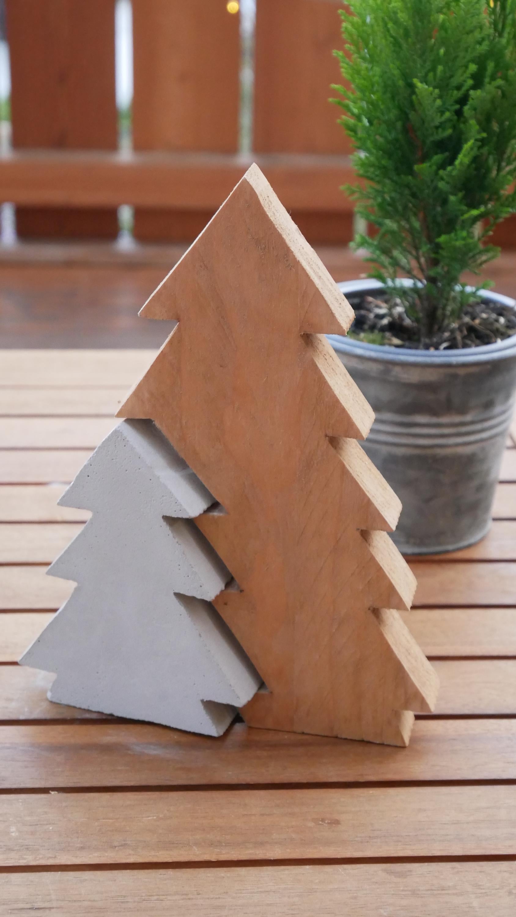 Tannenbaum, Weihnachtsbaum, Betondeko, Weihnachtsdekoration, Tannenbaum aus Holz