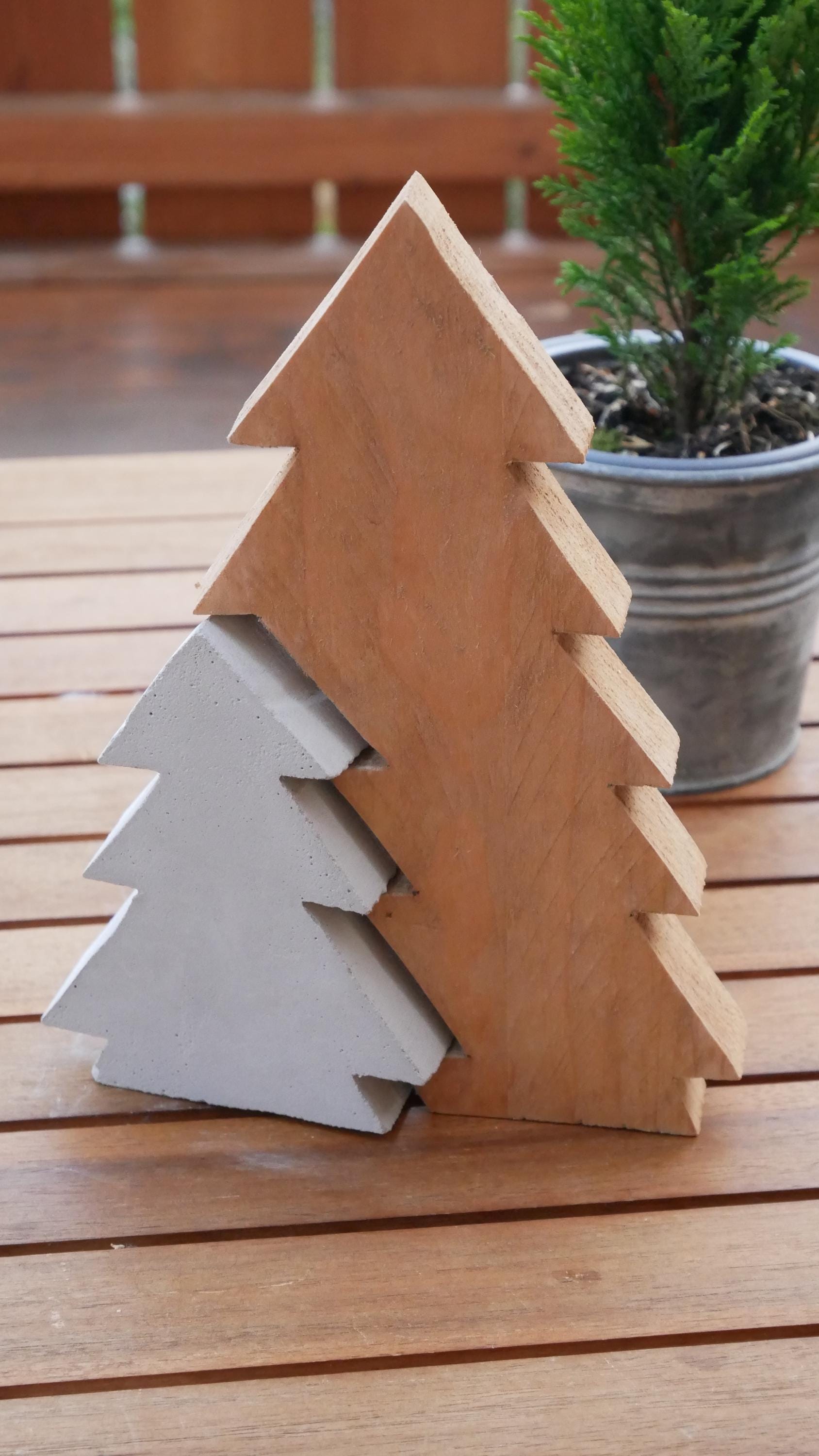 Tannenbaum, Weihnachtsbaum, Betondeko, Weihnachtsdekoration, Tannenbaum aus Holz