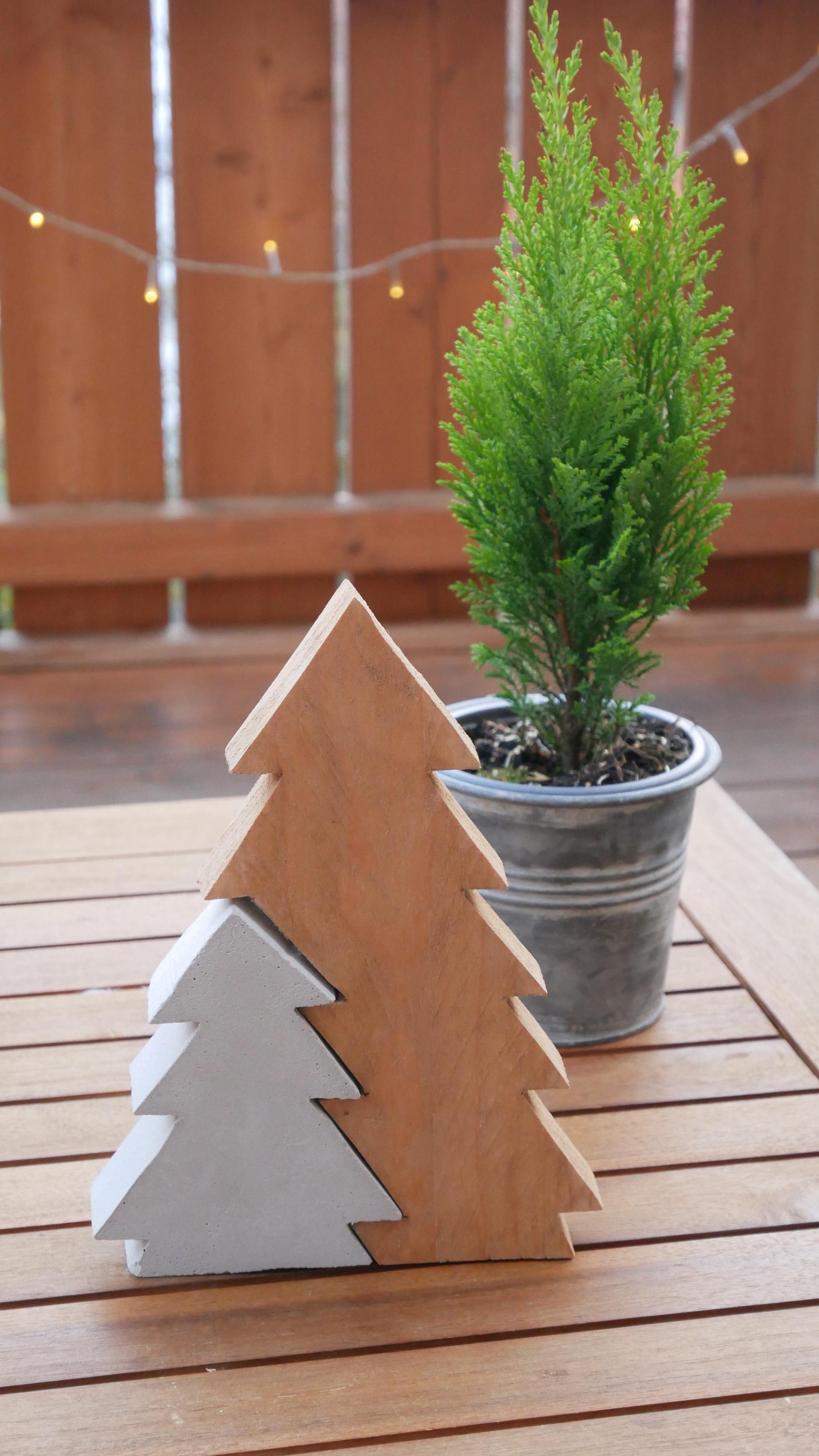 Tannenbaum, Weihnachtsbaum, Betondeko, Weihnachtsdekoration, Tannenbaum aus Holz