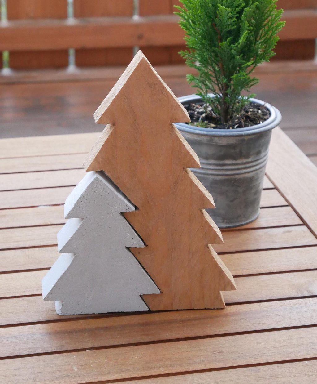 Tannenbaum, Weihnachtsbaum, Betondeko, Weihnachtsdekoration, Tannenbaum aus Holz