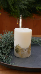 Betonkerze Gold, Weihnachtskerze, Betonlicht, Kerze, Tischdeko, Stumpenkerze, Blockkerze, goldene Kerze, 100032