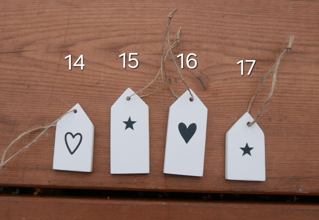 Geschenkanhänger, Dekoanhänger, Tannenbaumschmuck,Schmuckanhänger, Häuschen, Minihaus, Skandi Deko, Skandinavische Deko