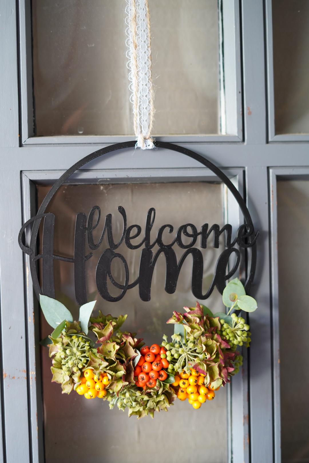Türkranz Welcome Home, Türdeko, Blumenkranz, Wanddekoration, Türschild