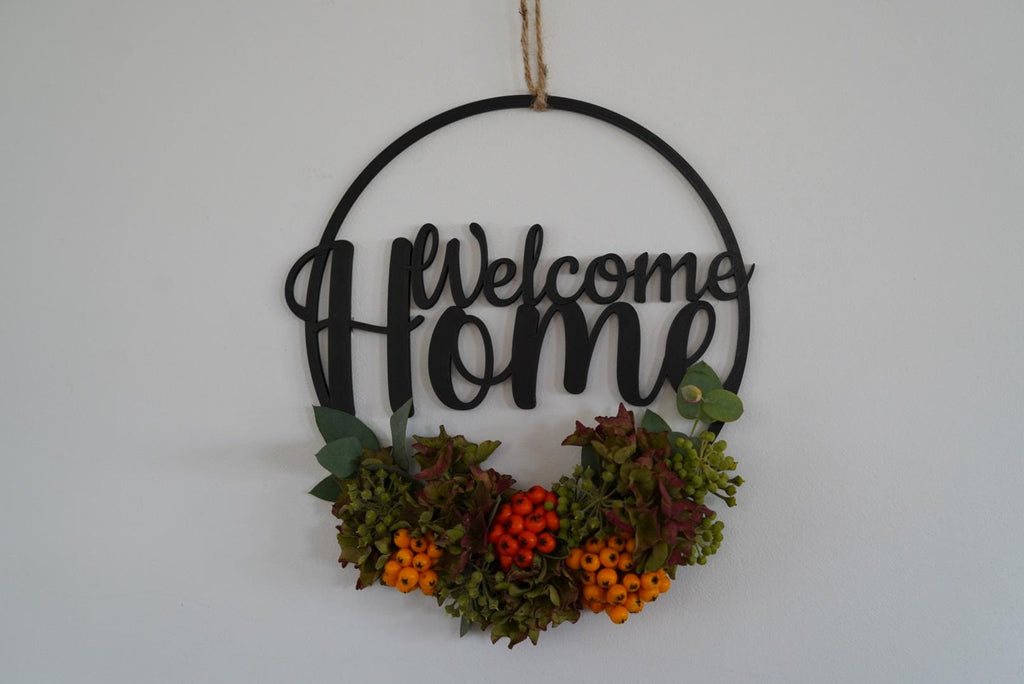 Türkranz Welcome Home, Türdeko, Blumenkranz, Wanddekoration, Türschild