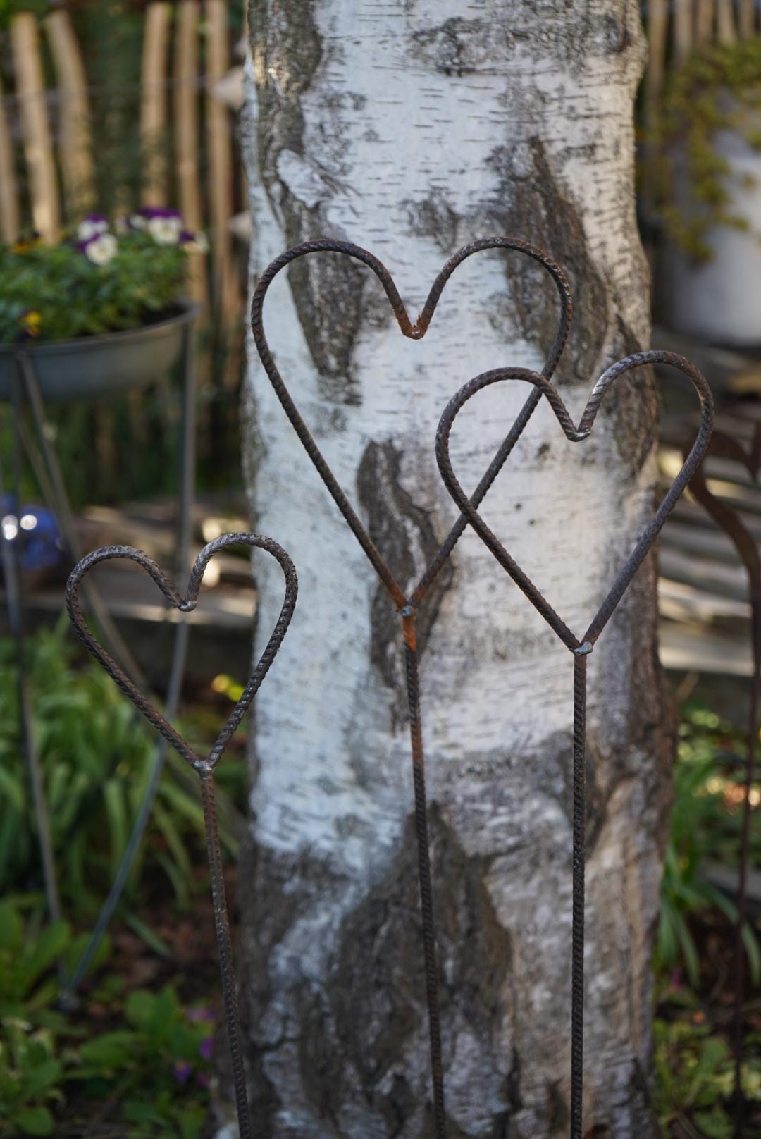Baustahl Herz, Deko Herz, Gartenstecker Herz, Gartendeko, Stab für den Garten, 100027