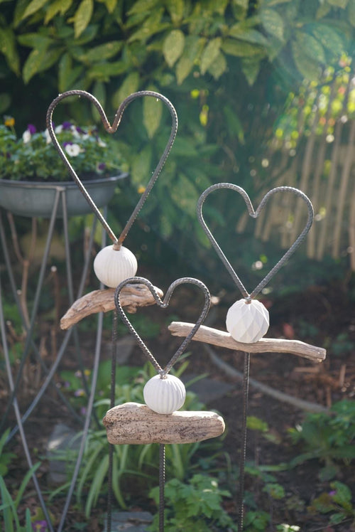 Baustahl Herz, Deko Herz, Gartenstecker Herz, Gartendeko, Stab für den Garten, 100027