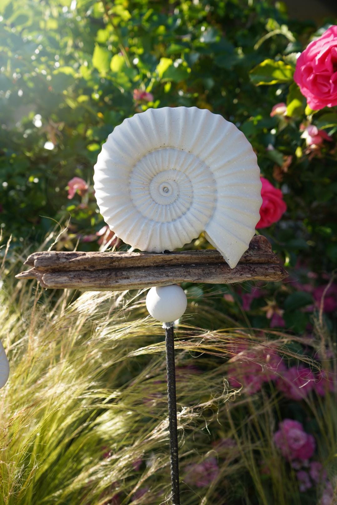 Gartenstecker maritim, Sommerdeko für den Garten, Beton Stecker, Gartendeko, Baustahl, Muschel, Fisch, Dekoration, 100016