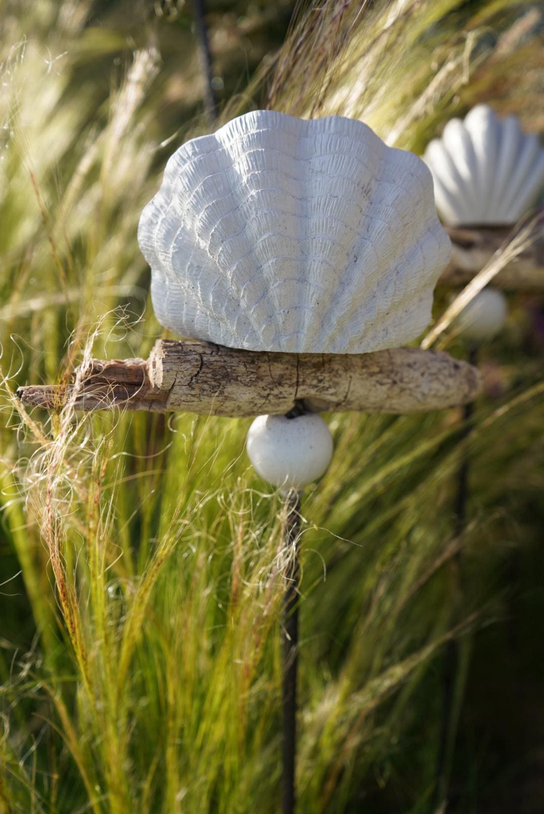 Gartenstecker maritim, Sommerdeko für den Garten, Beton Stecker, Gartendeko, Baustahl, Muschel, Fisch, Dekoration, 100016