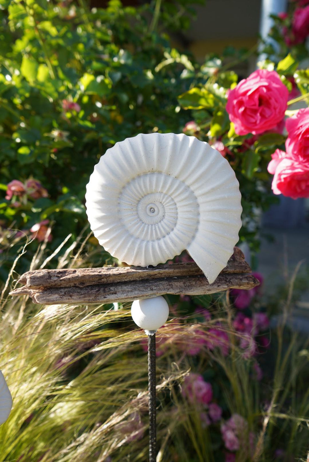 Gartenstecker maritim, Sommerdeko für den Garten, Beton Stecker, Gartendeko, Baustahl, Muschel, Fisch, Dekoration, 100016