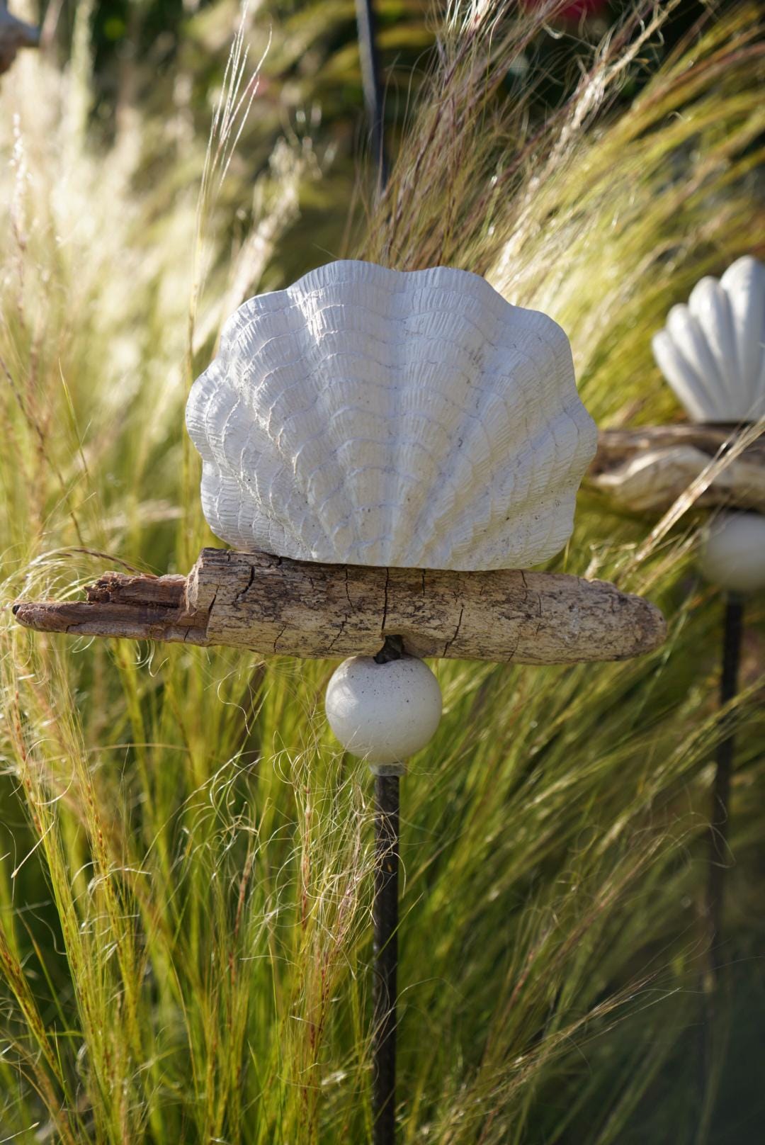 Gartenstecker maritim, Sommerdeko für den Garten, Beton Stecker, Gartendeko, Baustahl, Muschel, Fisch, Dekoration, 100016