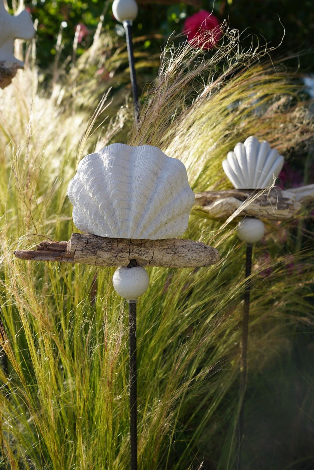 Gartenstecker maritim, Sommerdeko für den Garten, Beton Stecker, Gartendeko, Baustahl, Muschel, Fisch, Dekoration, 100016