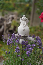 Deko Vogel, Beton Vogel, Gartendeko, Elfe, Gartenstecker mit Betonfigur, Baustahl, Blumenmädchen