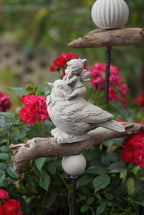 Deko Vogel, Beton Vogel, Gartendeko, Elfe, Gartenstecker mit Betonfigur, Baustahl, Blumenmädchen