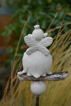 Deko Vogel, Beton Vogel, Gartendeko, Elfe, Gartenstecker mit Betonfigur, Baustahl, Blumenmädchen