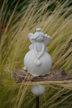 Deko Vogel, Beton Vogel, Gartendeko, Elfe, Gartenstecker mit Betonfigur, Baustahl, Blumenmädchen