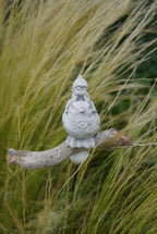 Deko Vogel, Beton Vogel, Gartendeko, Elfe, Gartenstecker mit Betonfigur, Baustahl, Blumenmädchen